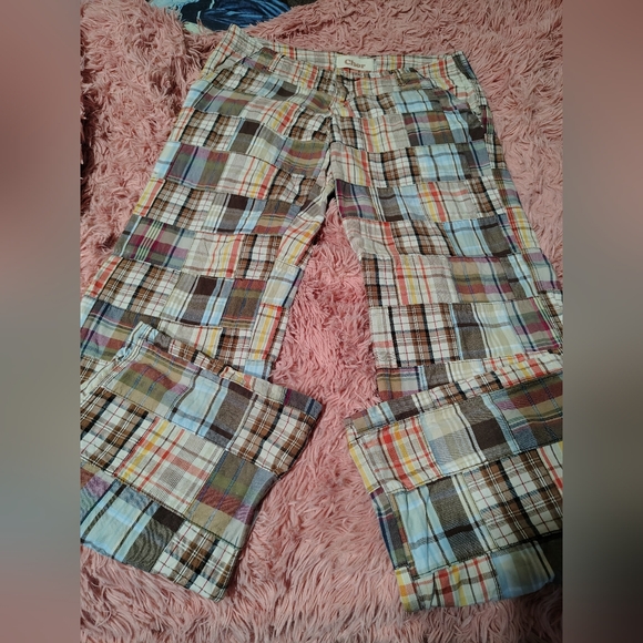 Colorful Chor Cotton Retro Low Rise Patchwork Plaid Pants/Rare SZ 13/ Info - Picture 1 of 14